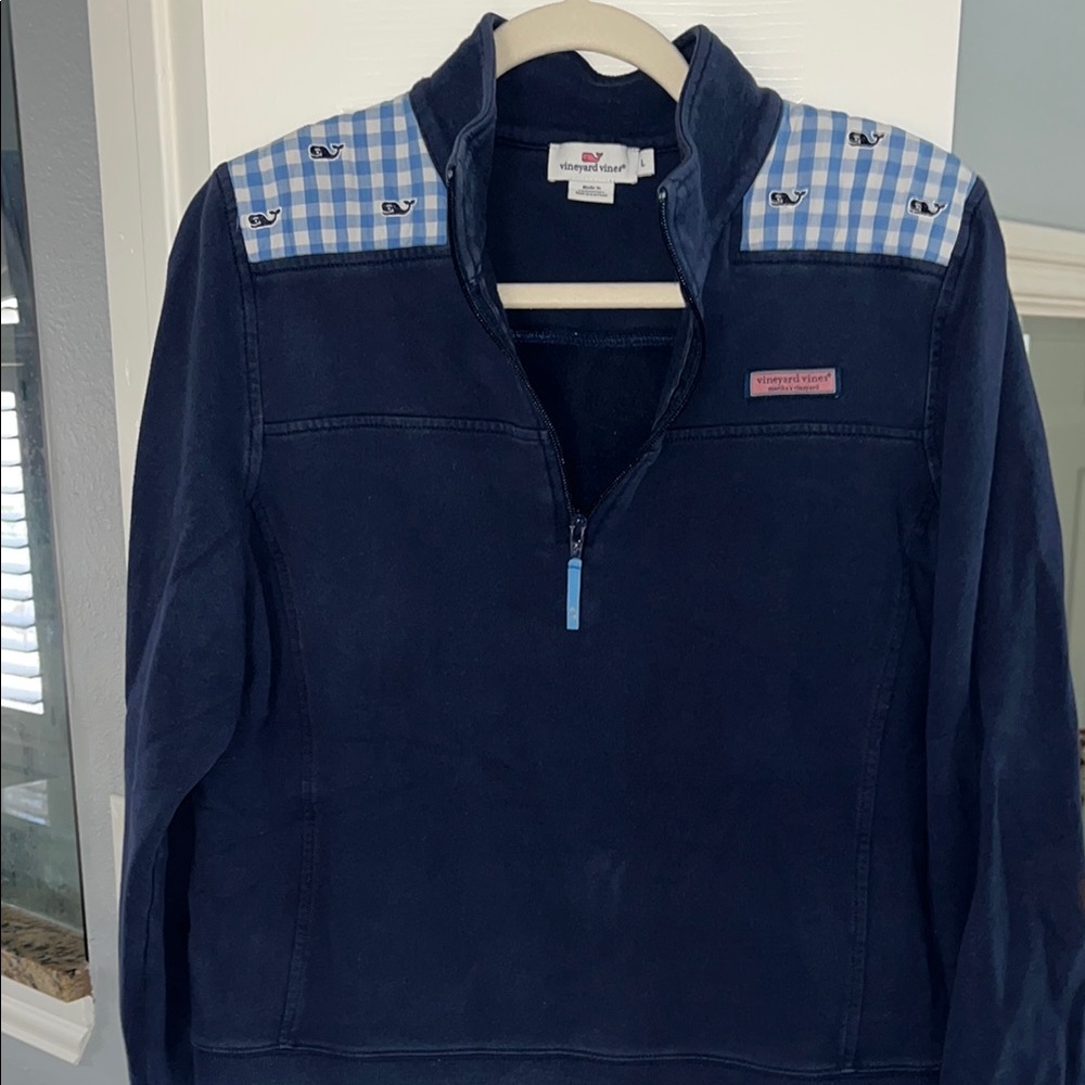 Vineyard Vines Navy Pullover with Whale Accents